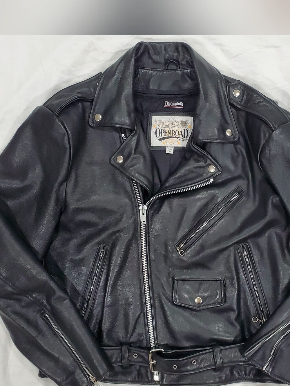 Wilsons Leather Open Road Double Rider Motorcycle Biker Jacket 44 With Liner